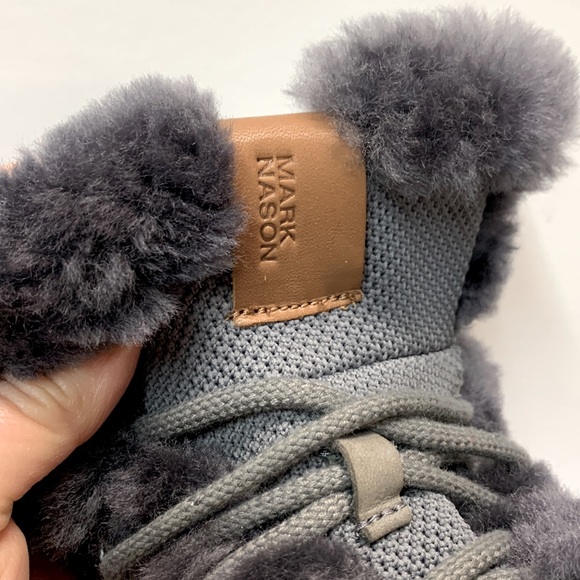 Grey Leather Shearling Boots - Picture 6 of 16